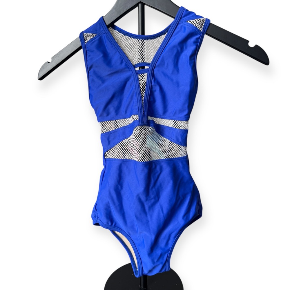 5 Dancewear Royal Blue Mesh Gymnastics Leotard Youth YL